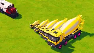 TRAIN VS. CEMENT MIXERS CAN THEY REACH THE GARAGE (FS22 GAMEPLAY)