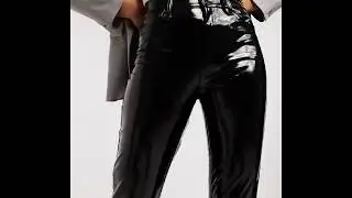 Topshop vinyl skinny pants in black