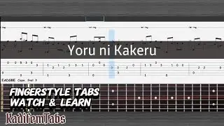 Yoru ni Kakeru &ndash; Fingerstyle Guitar Tutorial + TABs (YOASOBI) | Kadifem Tabs