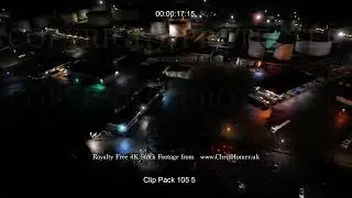 BP Oil and Fuel Terminal Drone Stock Footage: Kingsbury at Night
