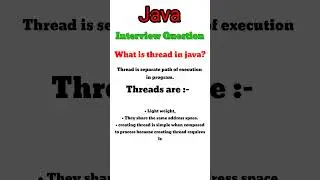 What is thread in java || Java Interview Questions || Fresher #shorts #short