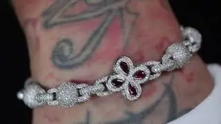 Clover Bracelet | Red Diamond Clover Bracelet | Silver Ruby Clover Bracelet