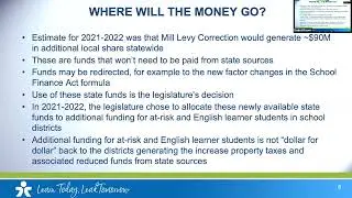 BOE Presentation: 2021-2022 Mill Levy Certification and Explanation of Mill Levy Correction