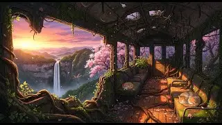 Peaceful Japan Lofi Train 🐾 Sleepy Cat | Relaxing Chill Beats