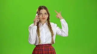 Girl Is Talking on the Phone Green Screen Video Effect | No Copyright Stock Video