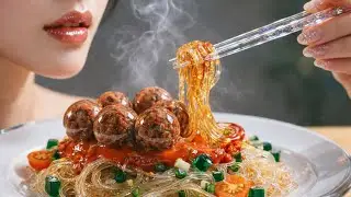 Making Korean Spicy Noodles with Meatballs&hellip; But Made of GLASS? 🍜🔥✨