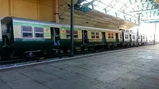Newly painted EMU accelerating towards Velachery