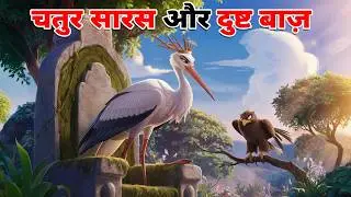 चतुर सारस और दुष्ट बाज़ | CHATUR SARAS AUR DUSHT BAAZ KI KAHANI | HINDI MORAL STORY | HINDI KAHANI