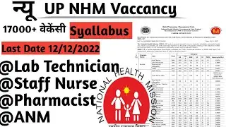 17000+ UP NHM Lab Technician pharmacist,Nursing, ANM vaccancy, Qualification,exam Pattern, Syallabus