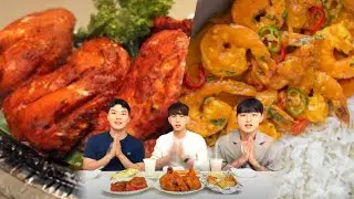 Tandoori chicken & Curry eating show 🥘 / Korean people's Indian food eating show | channel raid