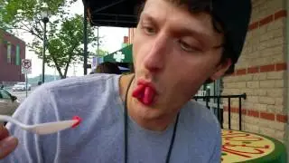 Eating Hawaiian Ice with a split tongue