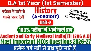 BA 1st Semester History (Ancient and Early Medieval India Till 1206 A.D) Important MCQs 2026(Unit-2)