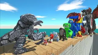 Orga vs Rainbow Friends Blue DEATH FALL - Animal Revolt Battle Simulator