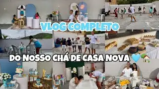 VLOG DO NOSSO CHÁ DE CASA NOVA 🩵🏡 | montando a decoração, organizando o salão, brincadeiras…
