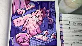 Girl Moments by Coco Wyo | Relaxing ASMR | Color With Me | Ohuhu Alcohol Markers
