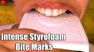 Intense Styrofoam Bite Marks, Crunching Grinding, Dangerous Biting – Teeth Fetish, Strong Teeth