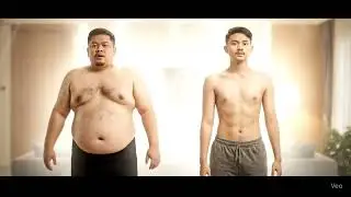 The transformation of a teenage into a fat adult man