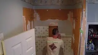 Time Lapse - How To Install 3x6 Subway Tile Shower Walls Around Niche