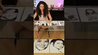 I used both feet and hands to create 6 realistic portraits upside down (painting + drawing)