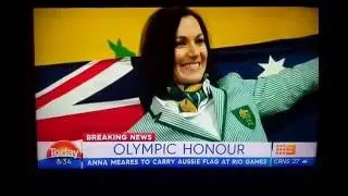 Today Show - Anna Meers carrying Australian flag blooper