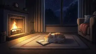 Cozy Evening Lofi 🌙🐱 | Candlelight Ambience with Cat & Books