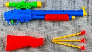 Broken Big Sniper Rifle Toy Gun with Plastic Colorful Bullets!Targeting Toy Car Airplane Helicopter
