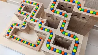 マーブルランレース☆キュボロ＋阪急電車と踏切＋水道管＋ブルーフェンスのししおどし