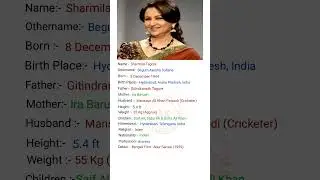 Beautiful Indian Actress Sharmila Tagore ji ka Biography #viral #shortvideo #youtubeshorts #shorts