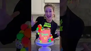 Glow-in-the-Dark Cake?! Watch This Neon Masterpiece Come to Life! ✨🎂 #shorts