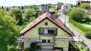 Rekonstrukce střechy a krovů na RD Bru&scaron;perk, nov&aacute; krytina Top RUUKKI Monterey kvalita 50/887 komplet