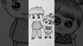 Cute brother and sister drawing#sketch#shorts