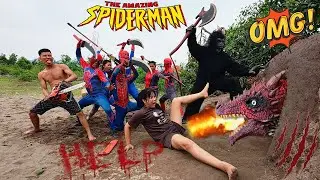 Horror battle, brave Spider Man team joins King Kong to destroy the ferocious Fire Dragon