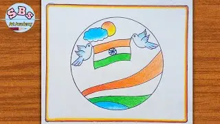 Republic Day drawing easy |26 January Drawing |How to draw Republic Day poster steps |Flag Drawing