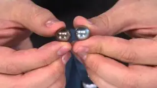 Diamonique Double Sided Stud Earrings w/ 4 Simulated Pearls,Sterling with Alberti Popaj