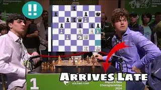 Magnus Carlsen arrived late against Daniel Dardha🇧🇪 and nearly lost | World Rapid Championship 2024