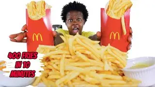 400 FRENCH FRIES 🍟  IN 10 MINUTES MUKBANG CHALLENGE 😳 | by STEPH AND TASHA