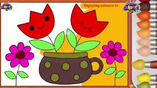 how to make beautiful flower pot | very very beautiful flower drawing