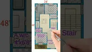 House Plan 24x48 | Home Plan 2bhk #civilground #houseplan #shortvideo