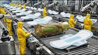 Inside The Largest Modern Banana Stem Factory & Sanitary Pad Production Process (Full Process)
