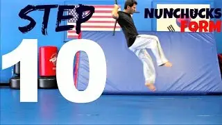 NUNCHUCKS LESSON TUTORIAL  STEP 10 TRAINING NUNCHAKU WITH A COMBO KICK BEGINNERS SKILLS