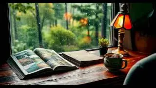 4K Rainy Window Ambience ☔ Cozy Piano Music for Relaxation, Coffee, Reading & Deep Focus