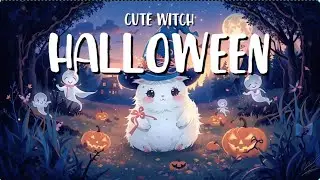 🌙 Cute Witch Cat Ambience 🎃 Relaxing Halloween Music for Sleep & Study | 1 Hour