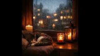 Rainy Night with a Sleeping Cat 🐈&zwj;⬛🌧️ | 1 Hour Cozy Sleep & Relaxing Sounds