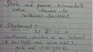 INTERMEDIATE THEOREM FOR CONTINUOUS FUNCTIONS 3 sem maths important question 