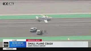 Small plane flips at Santa Monica Airport