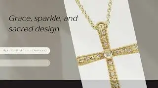 April&rsquo;s Birthstone: Shine in Diamond Faith&mdash;Diamond Cross Rhodium-Plated 14k Yellow Gold Necklace