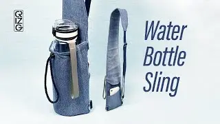Crossbody Water Bottle Sling from recycle old jeans. DIY Tutorial.
