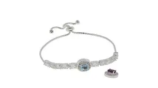 Sevilla Silver Interchangeable Gemstone Adjustable Brace...