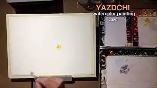 YAZDCHI watercolor painting- Vase with white flowers