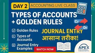 Accounting LiveClass Day2|Types of Accounts, Golden Rules&Journal Entries Explained|Basic Accounting
